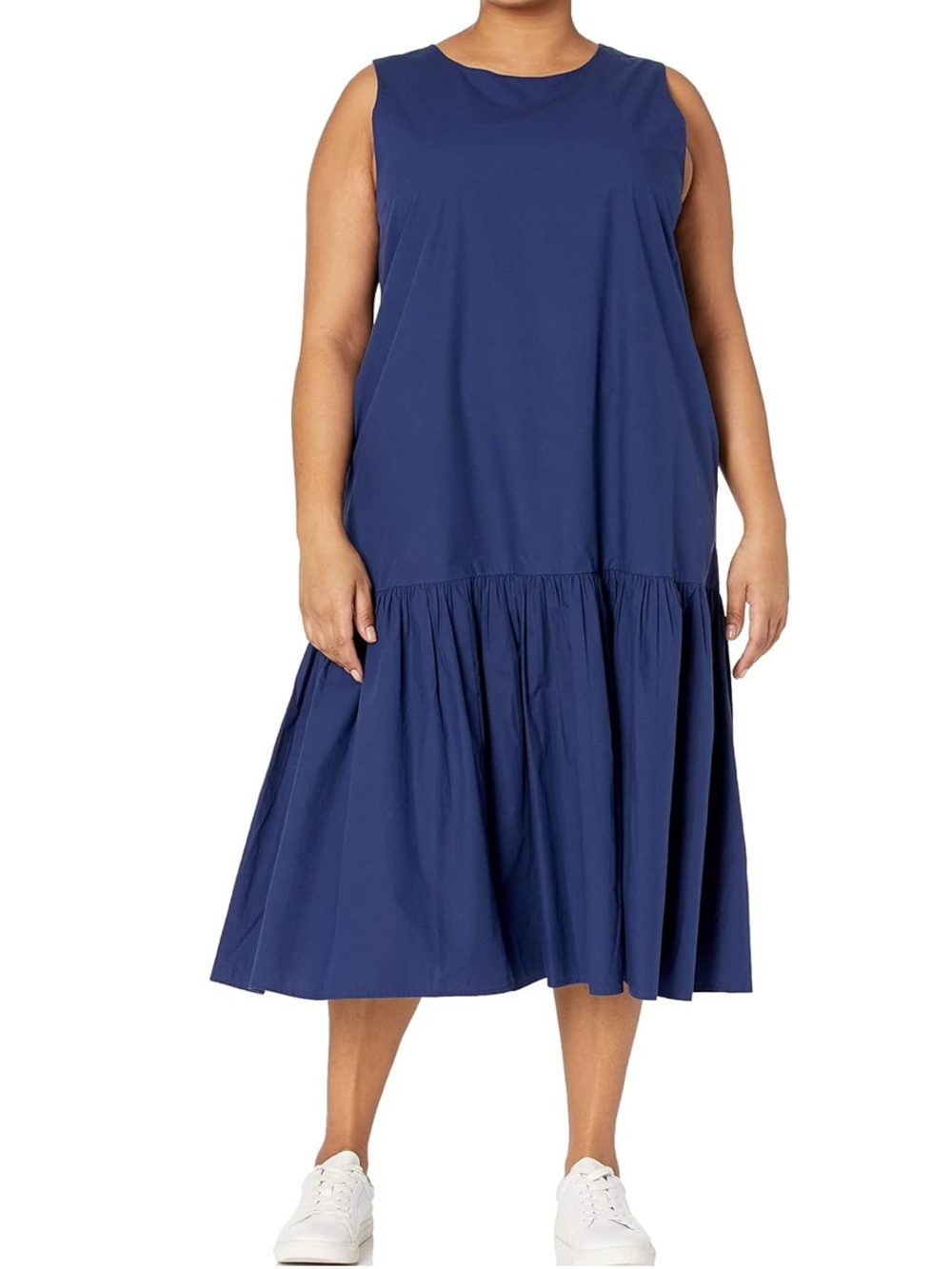 The Drop 100% Cotton  Sleeveless Navy Tiered Maxi Dress